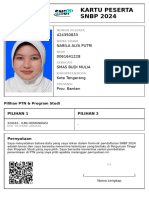 Kartu Peserta SNBP 2024: 424350833 Nabila Alya Putri 0061641228 Smas Budi Mulia Kota Tangerang Prov. Banten