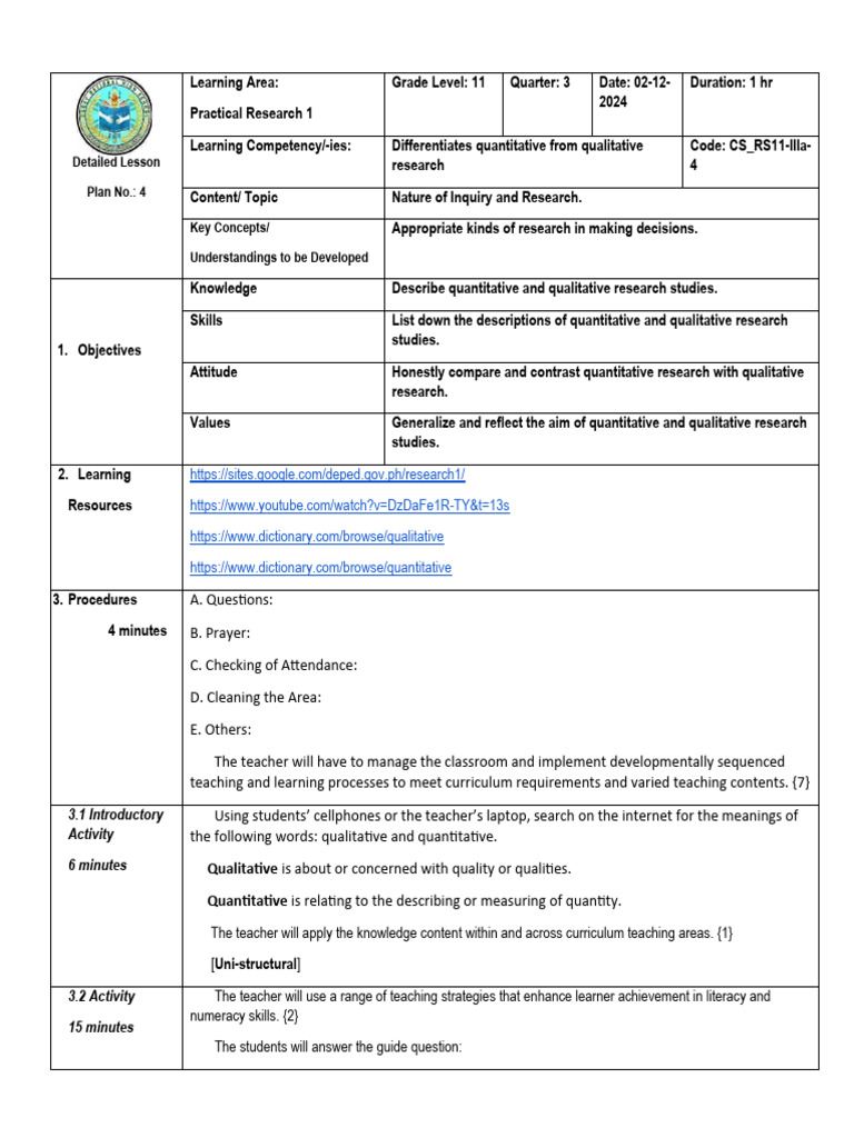 Compare Quantitative and Qualitative Research | PDF | Qualitative ...