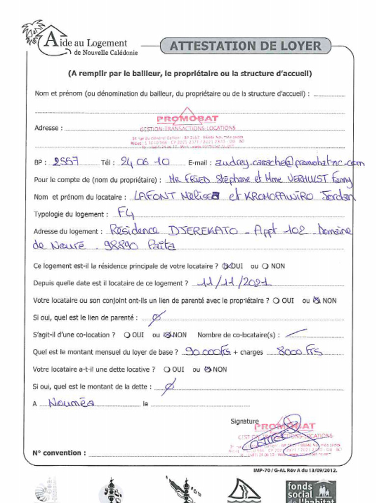 Attestation de Loyer PDF