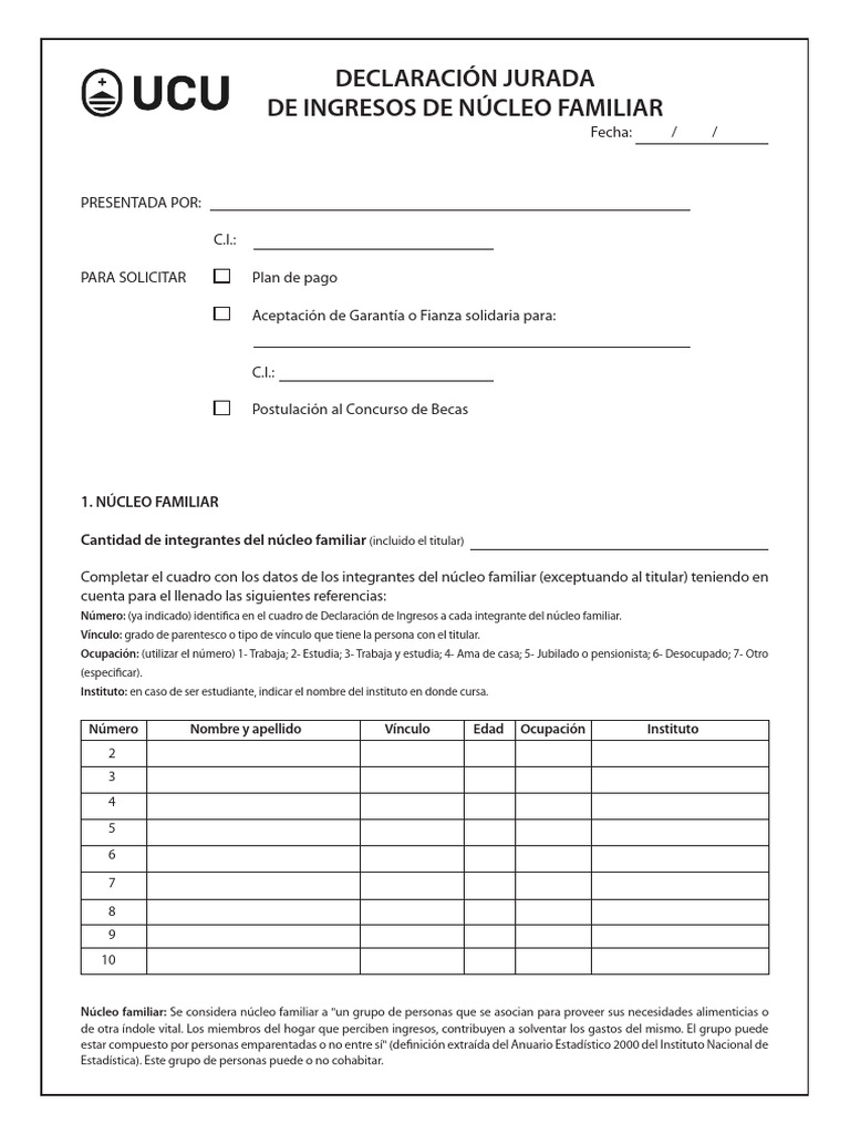 Formulario Declaracion Jurada Ingresos | PDF | Finanzas y dinero | Derecho