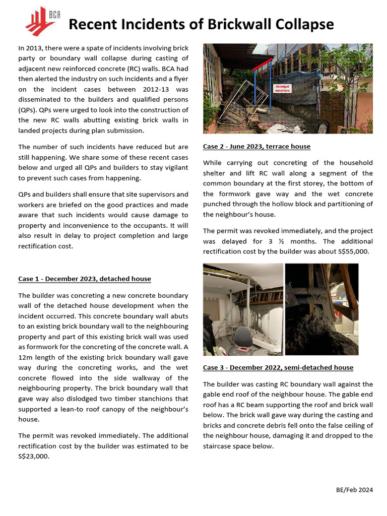 Construction Incident Alerts and Guidelines | PDF | Concrete | Wall