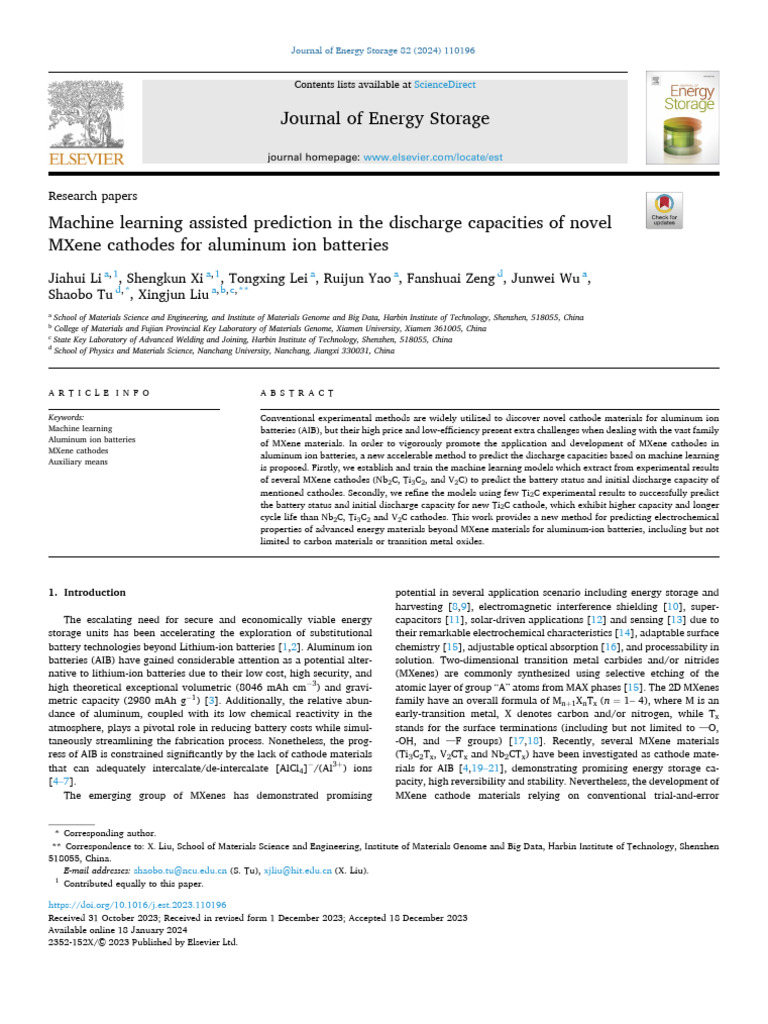 Machine Learning Assisted Prediction in The Discharge Capacities of ...