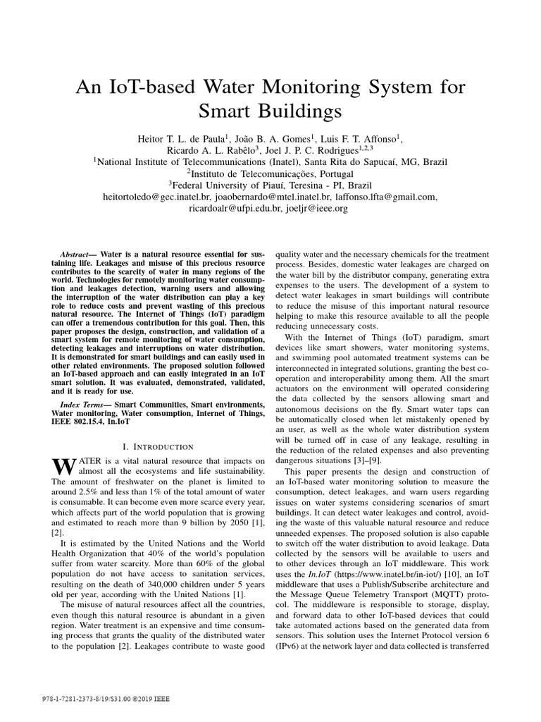 An IoT-Based Water Monitoring System For Smart Buildings Circuit Diagram