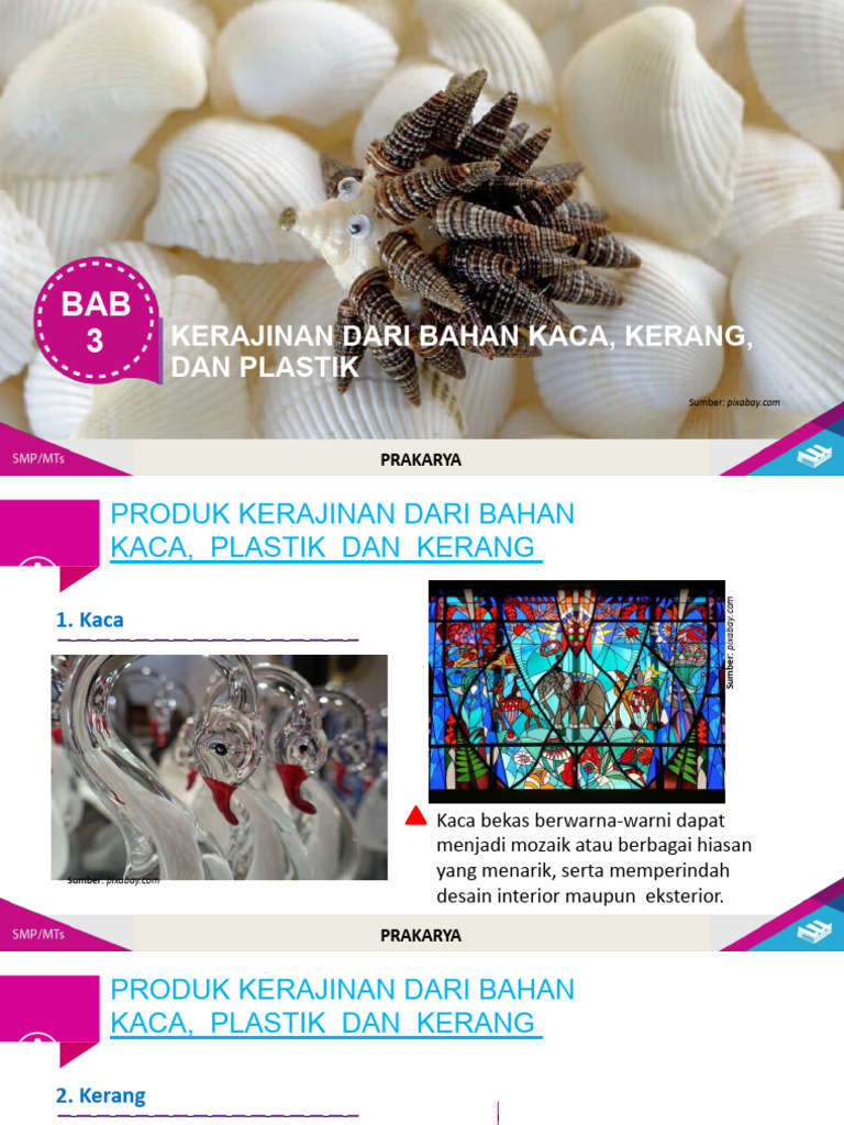 Kerajinan dari Kaca, Kerang, dan Plastik | PDF