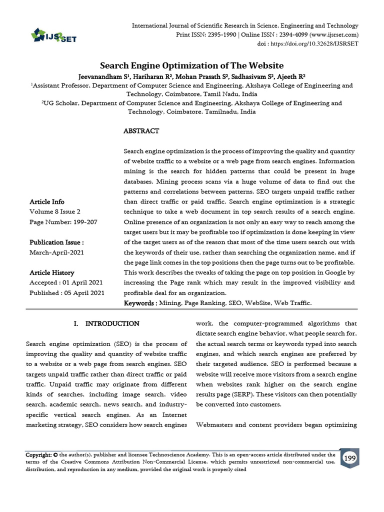 Search Engine Optimization of The Websit | PDF | Search Engine ...