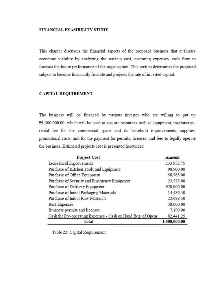 Financial Feasibility Study Overview | PDF | Book Value | Depreciation
