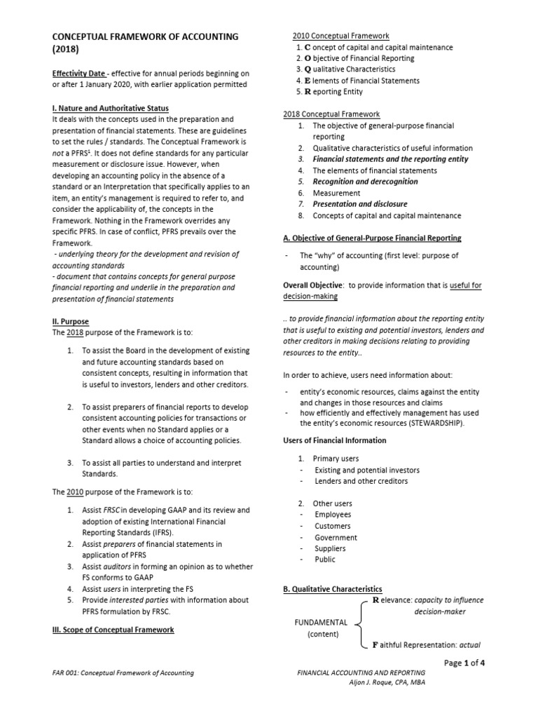 FAR 001 Conceptual Framework | PDF | Financial Statement | Income