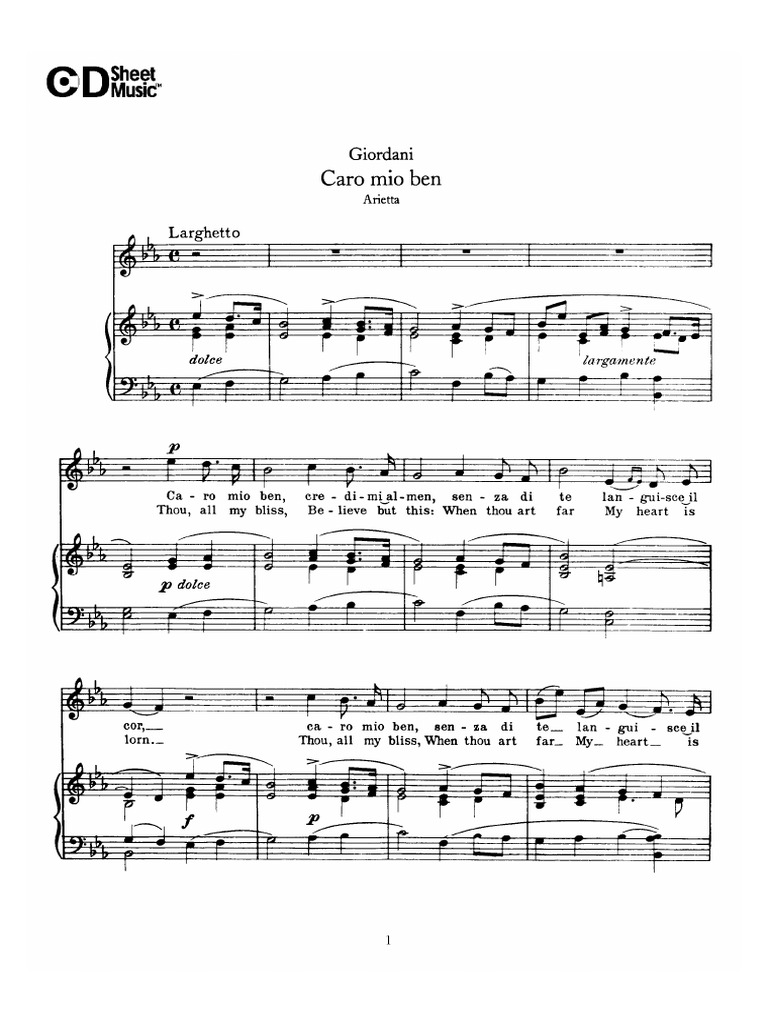 Caro Mio Ben Eb | PDF