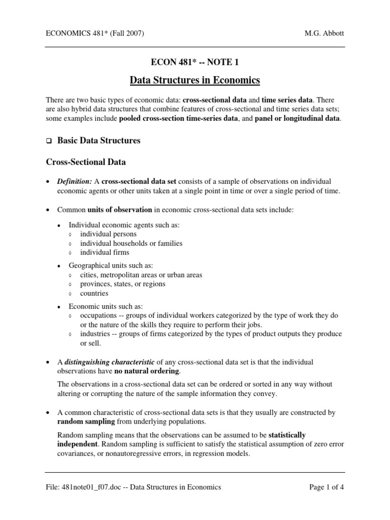 Structure of economic data pdf time series statistics
