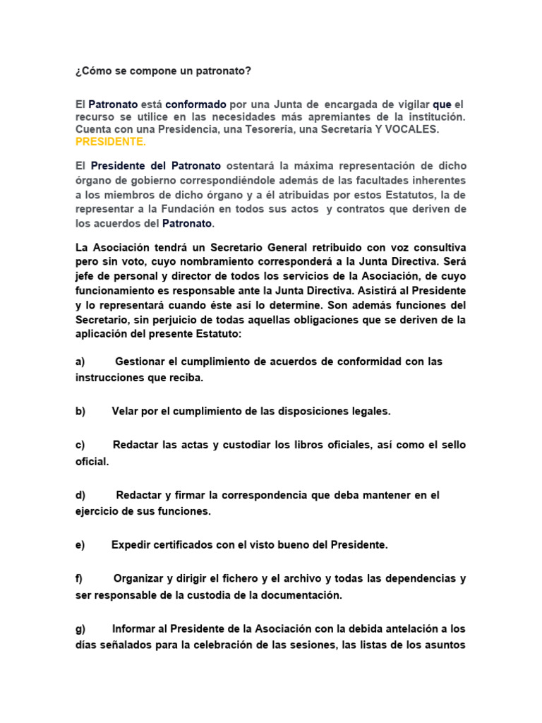 Cómo Se Compone Un Patronato | PDF