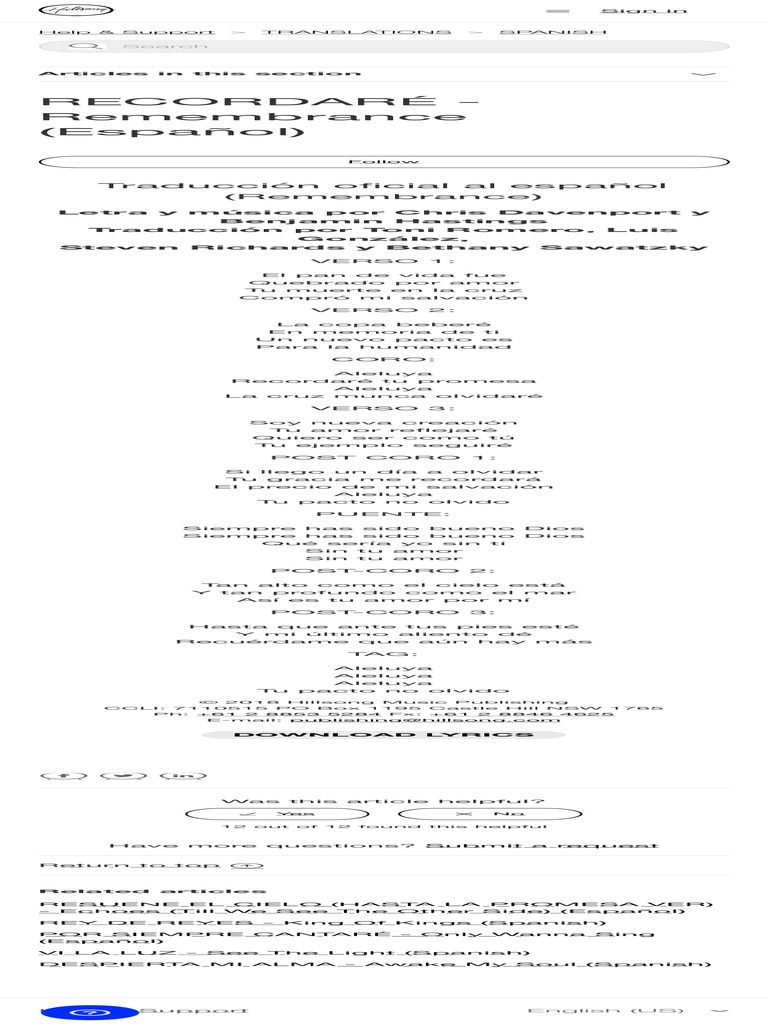 Letra en español de 