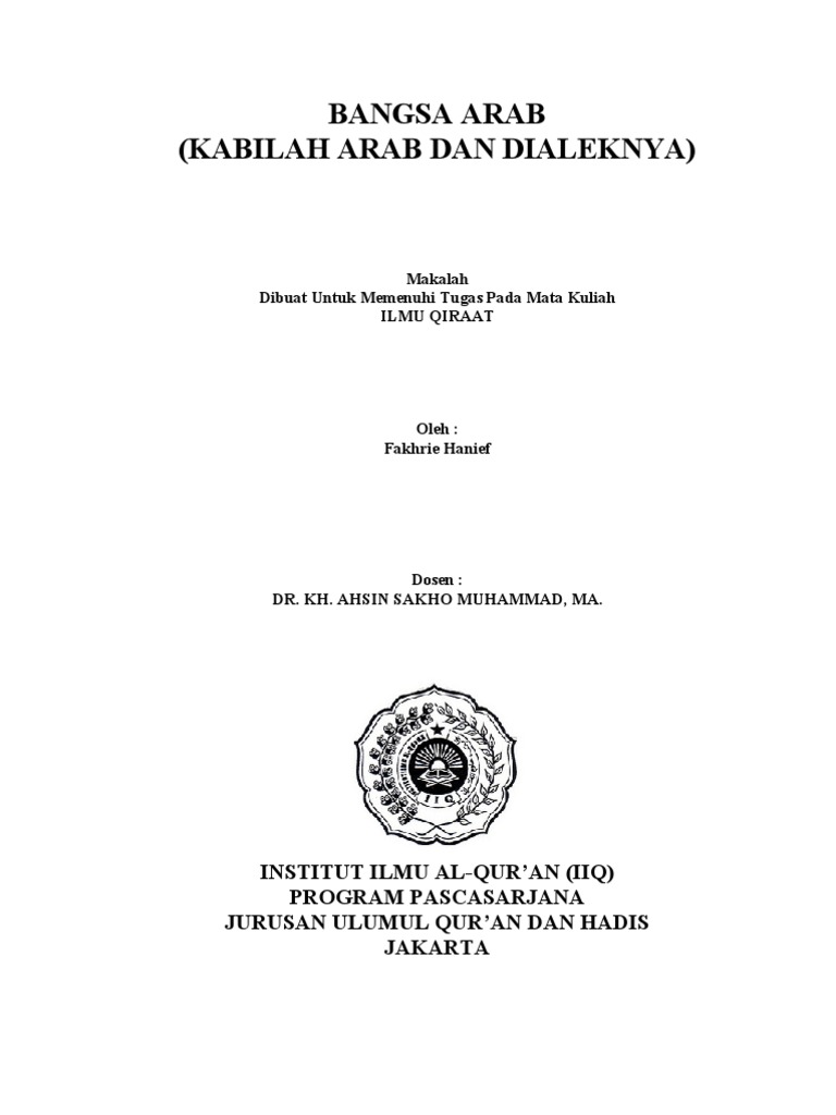 Bangsa Arab Kabilah Dan Dialeknya Bangsa Arab Kabilah Dan Dialeknya