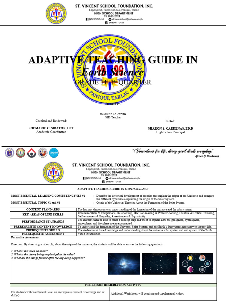 Grade 11 Earth Science Teaching Guide | PDF | Earth Sciences | Geology