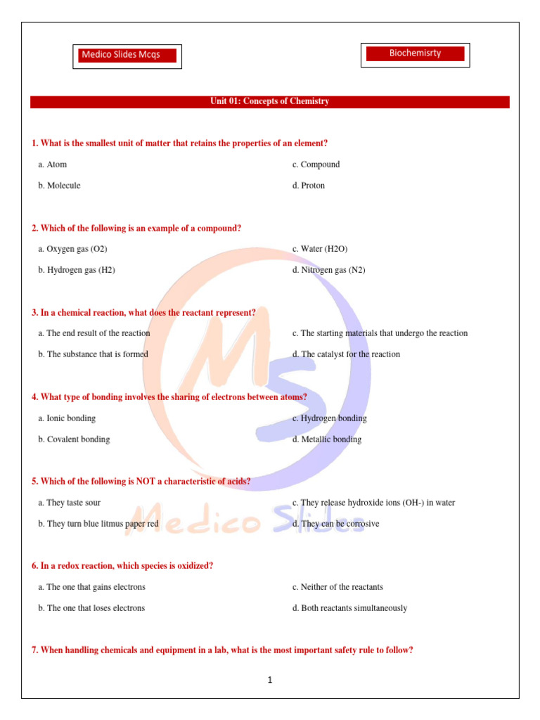 Chemistry Concepts Quiz and Answers | PDF | Chemical Reactions ...