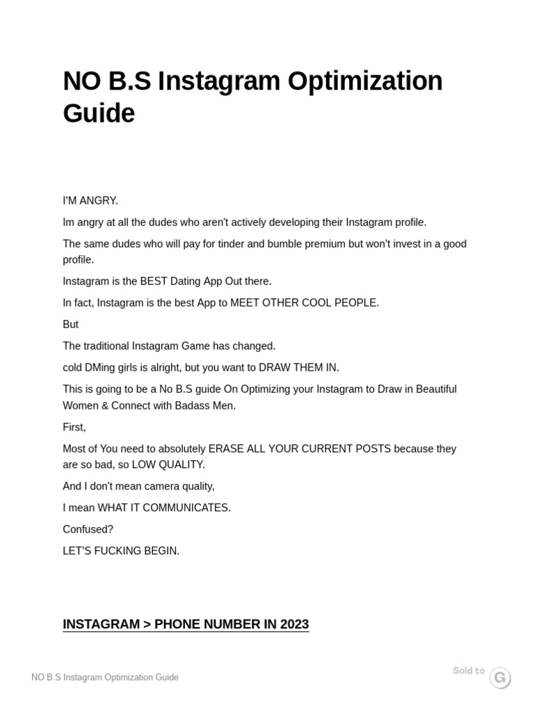 Instagram Optimization for Dating Success | PDF