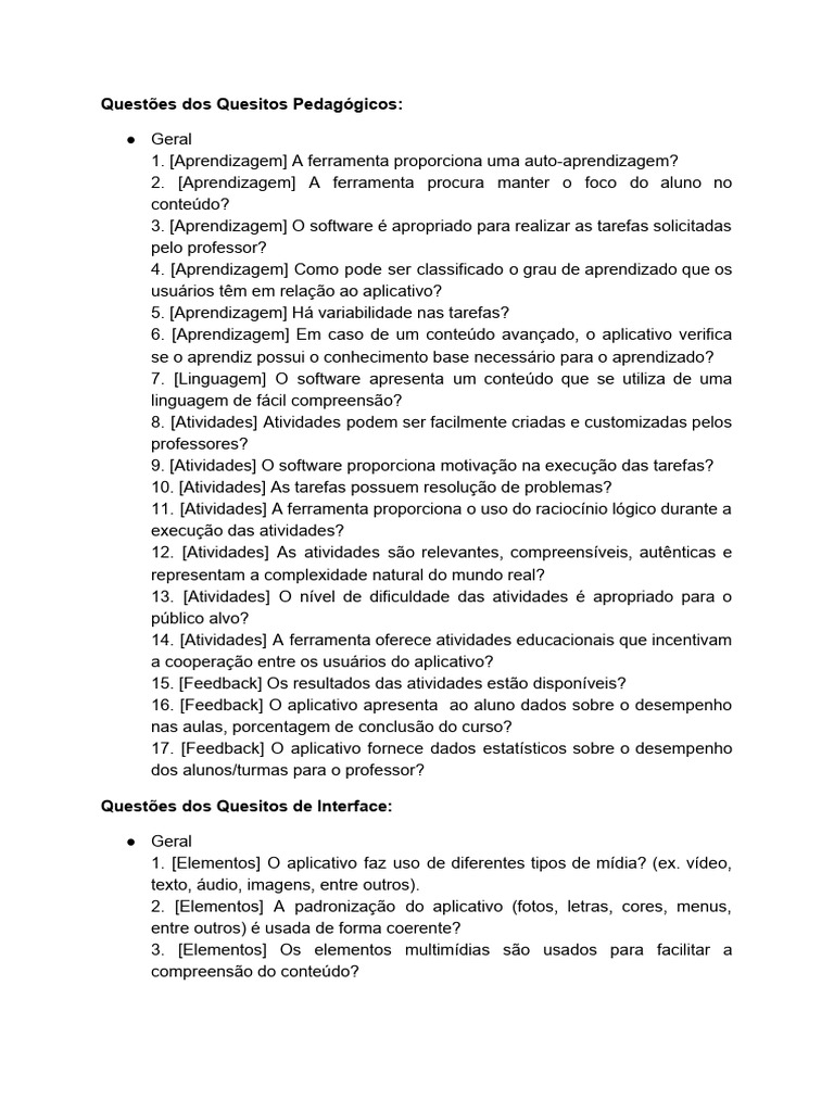 Questes Da Avaliao Da EvaEduc | PDF | Aprendizado | Programas