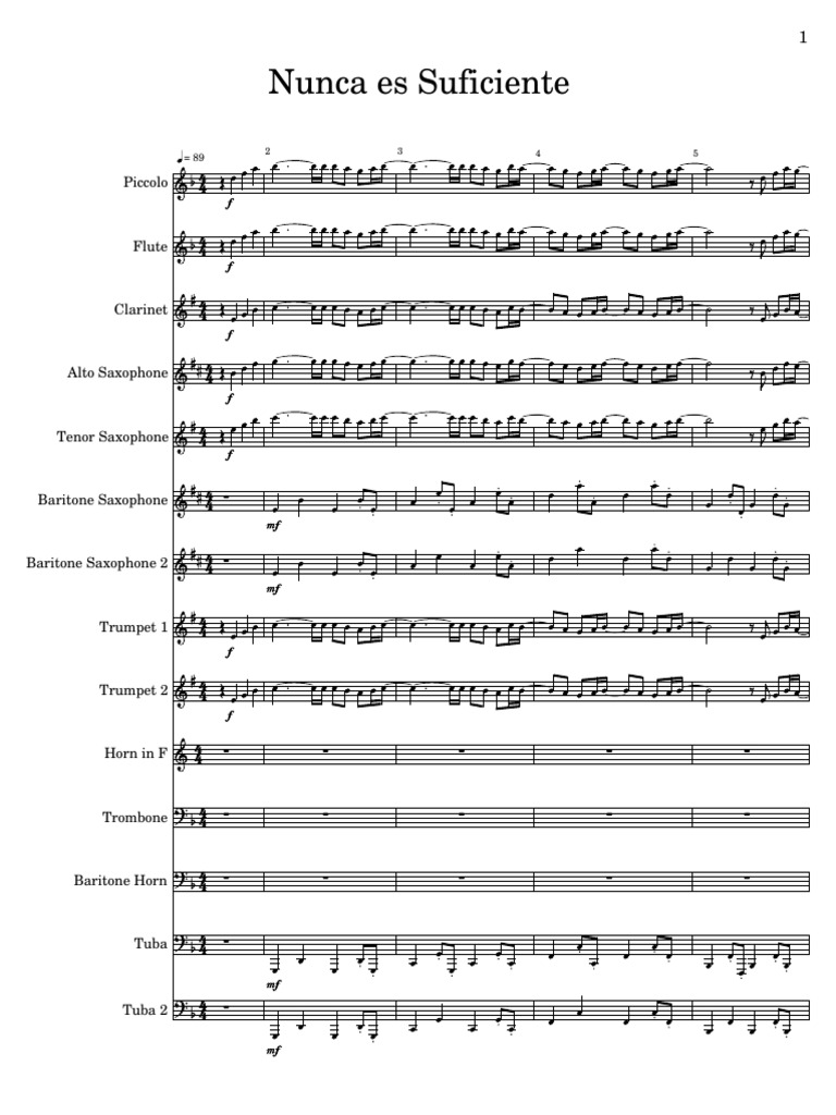 Nunca Es Suficiente Score Pdf Saxophone Classical Music Groups