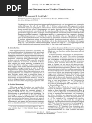 Reaction Kinetics And Mechanisms Of Zeolite Dissolution In - 