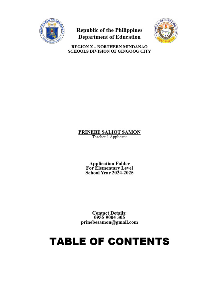 Deped Table of Contents | PDF