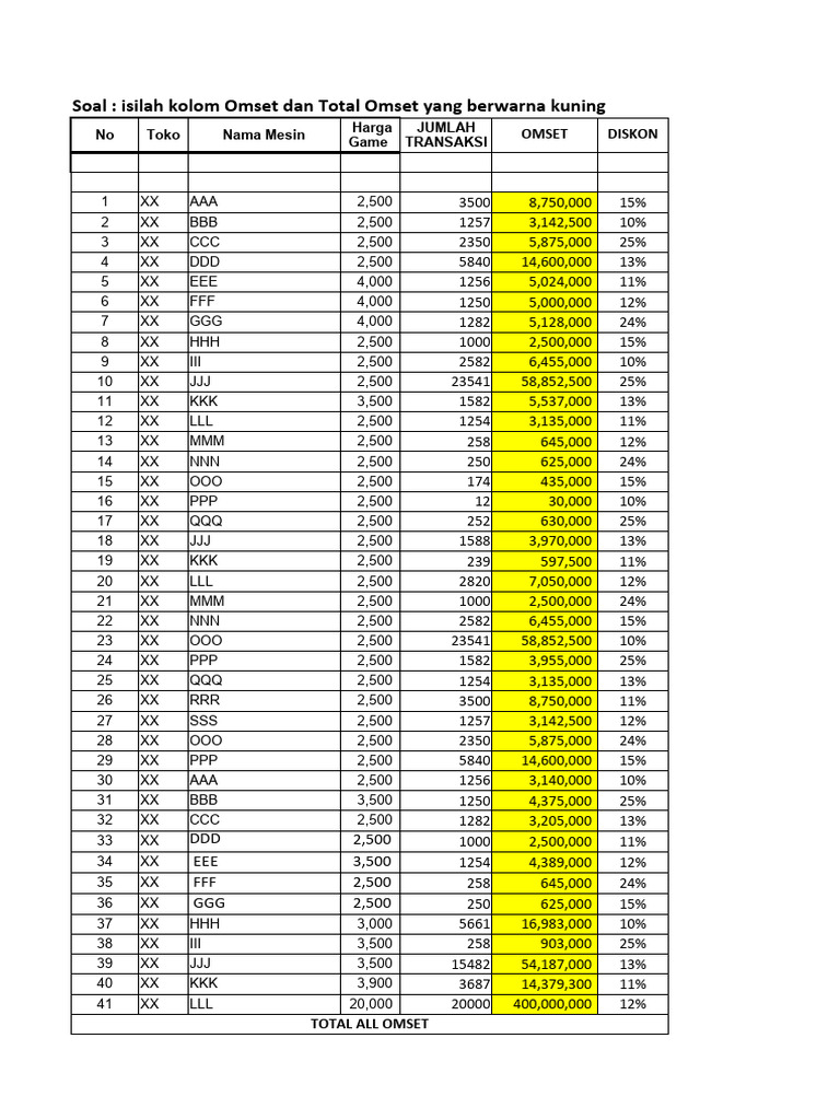 Test excel as ol agung gumelar pdf