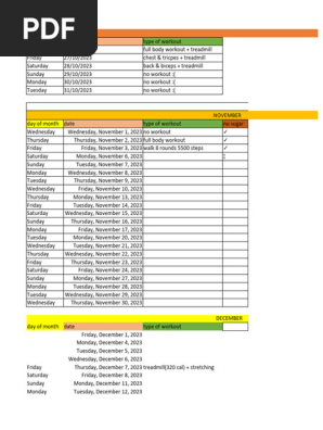 Workout Tracksheet