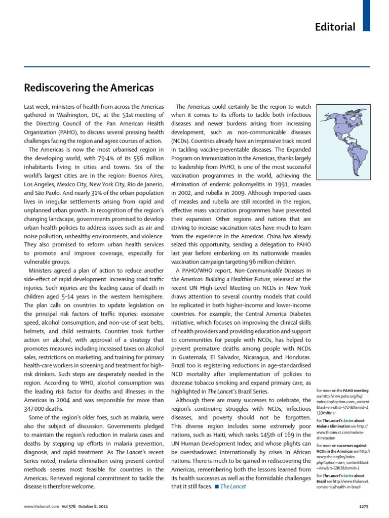 Health Challenges in the Americas | PDF | Pan American Health ...