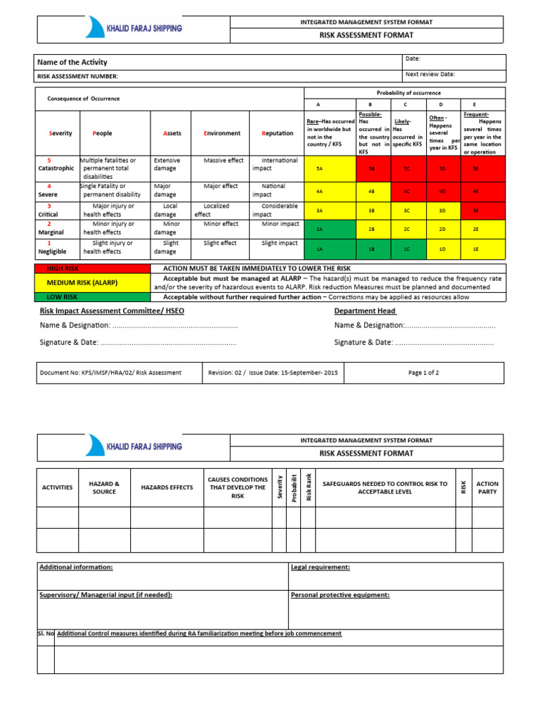 KFS Risk Assessment Template | PDF