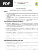 Communication For Various Purposes - Lesson 6 Notes