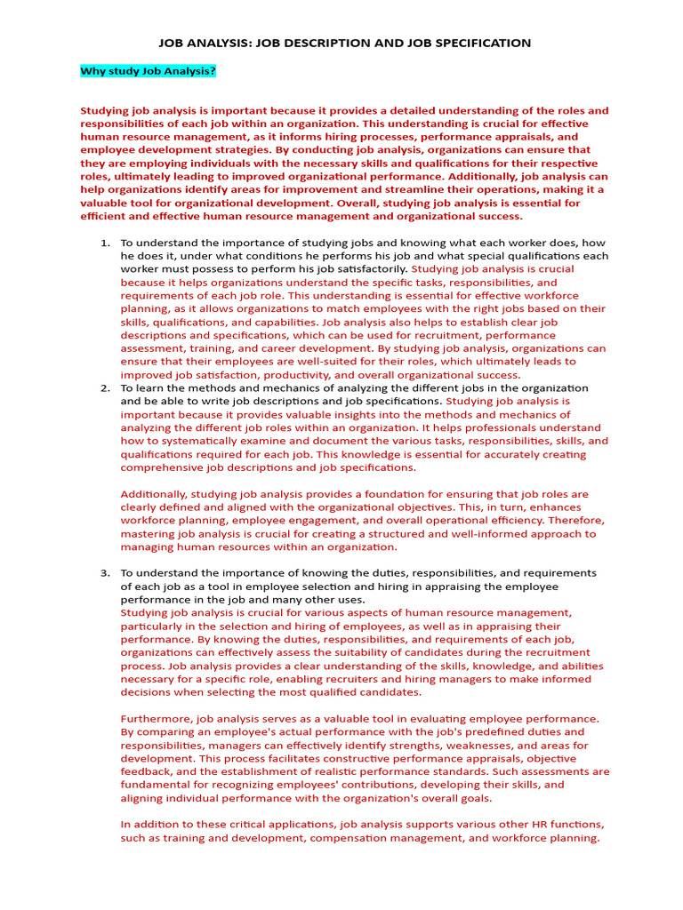 Job Analysis | PDF