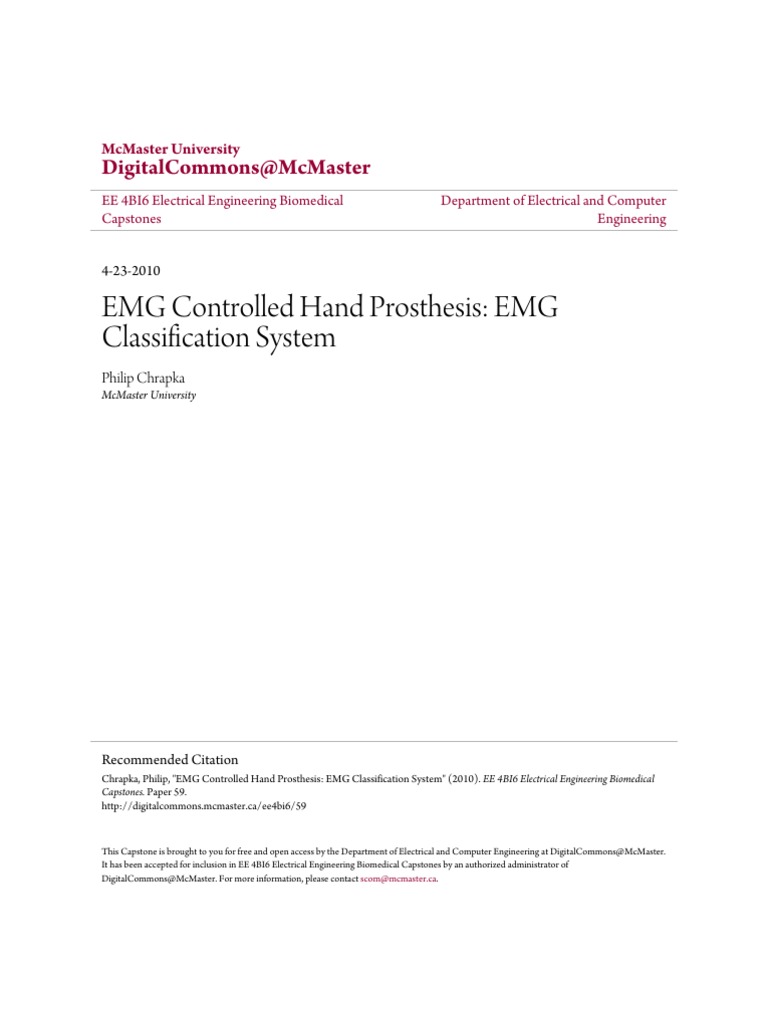 EMG Controlled Hand Prosthesis - EMG Classification System | PDF ...