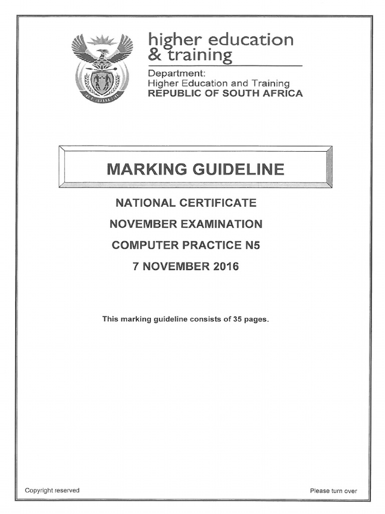 N5 Computer Practice November 2016 Memorandum | PDF