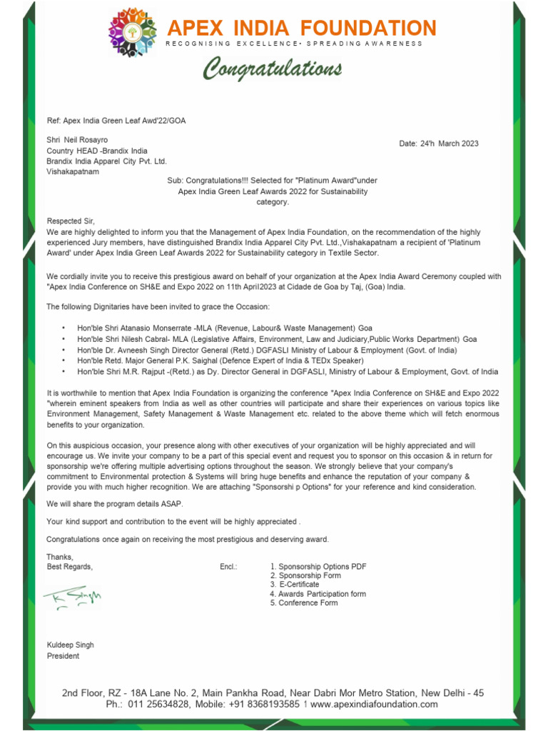 Brandix India Apparel India Limited-Letter - 11zon | PDF | Business ...