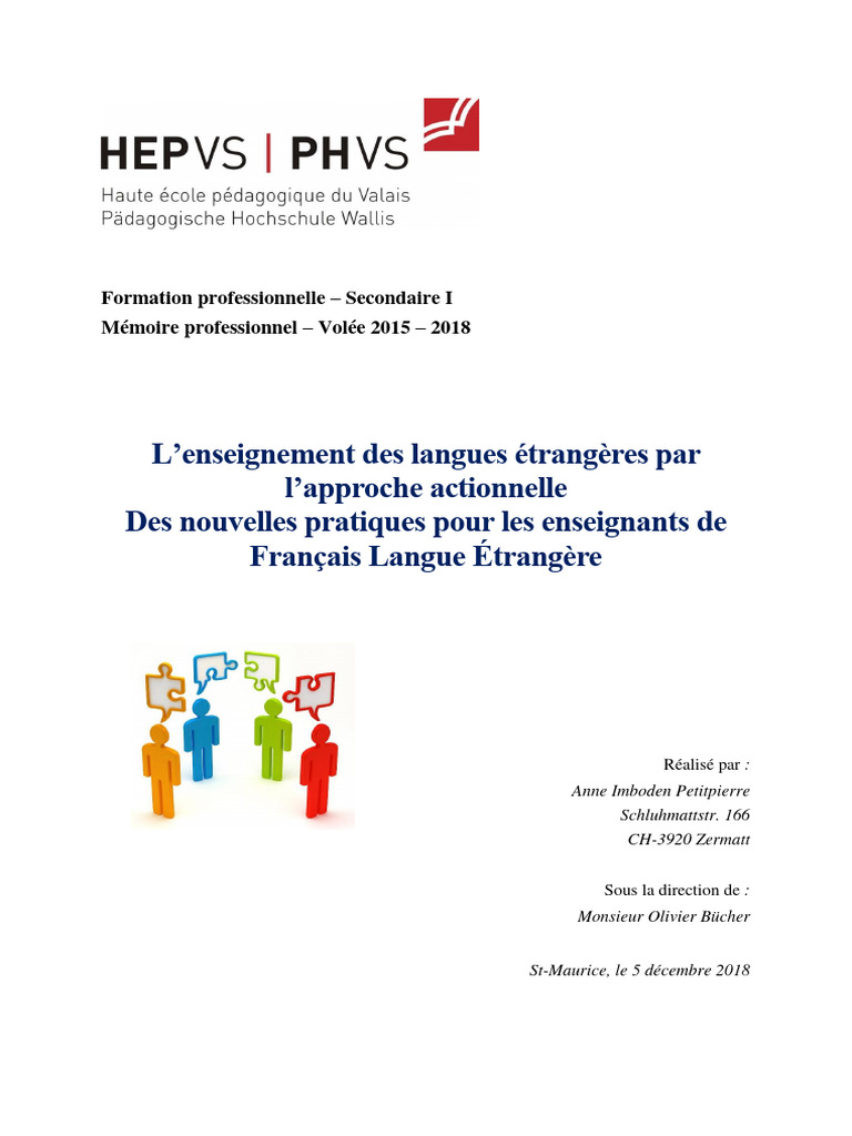Enseignement du FLE et approche actionnelle | PDF | la communication ...
