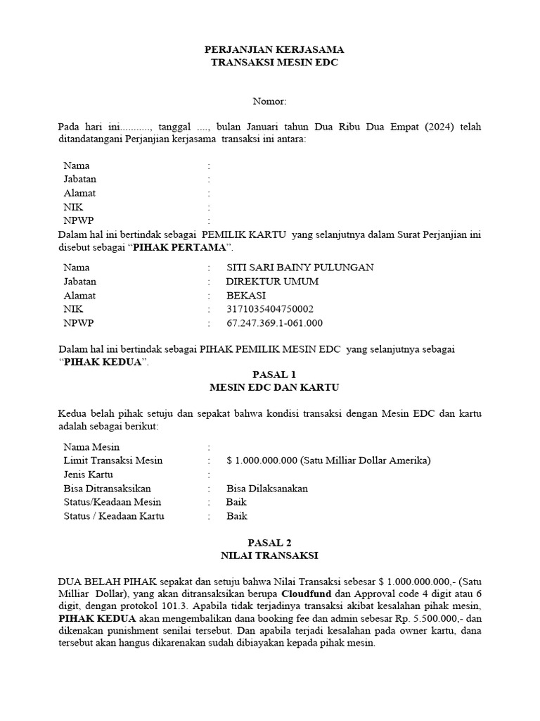 Draft Mou Edc | PDF | Bisnis | Hukum