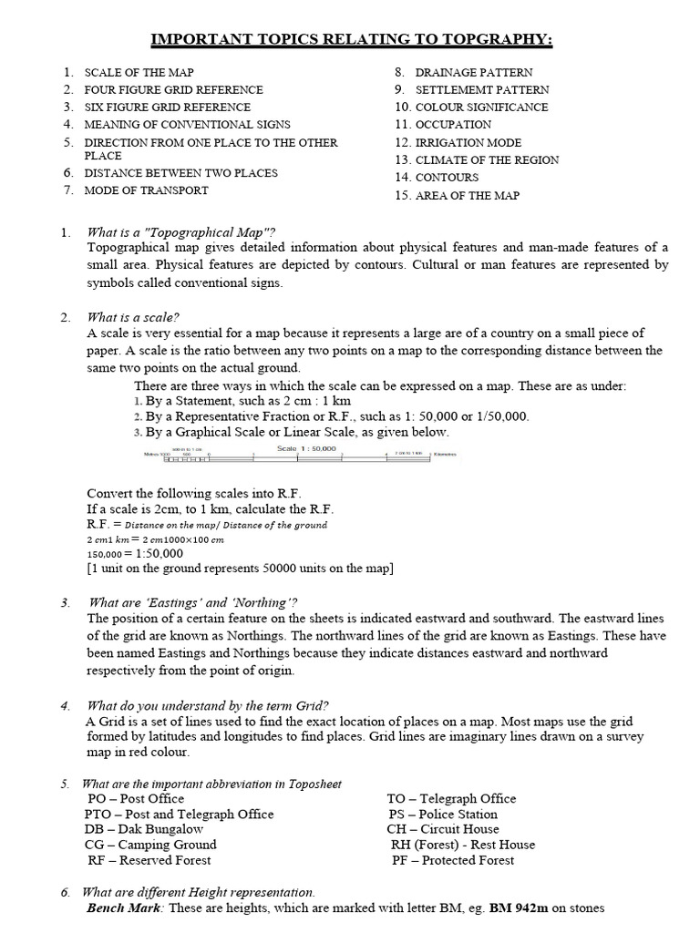 Topography Notes 1705244862 Pdf Contour Line Topography