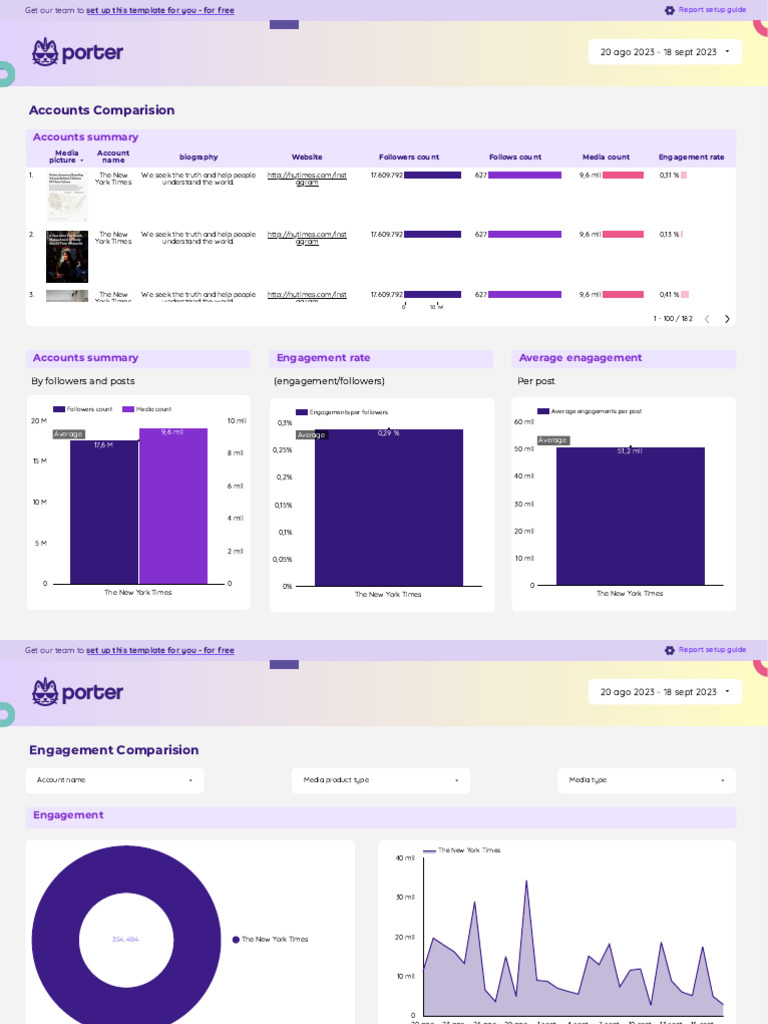 Porter Metrics - Instagram Public Data Report Template | PDF