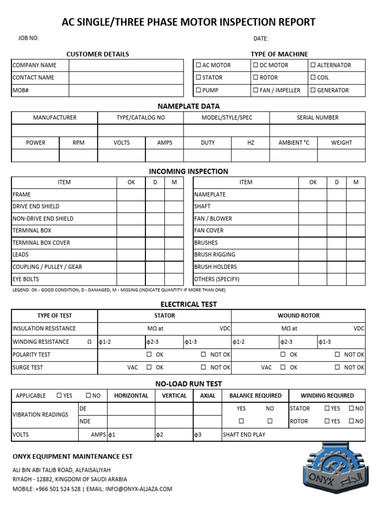 AC Motor Inspection Report | PDF | Electric Motor | Alternating Current