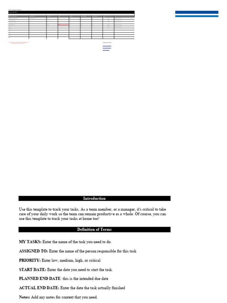 Task Tracking Template for Projects | PDF | Computing | Software ...