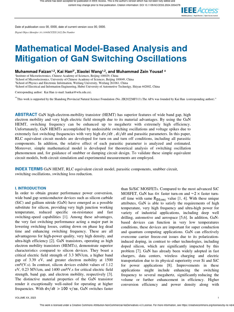 Mathematical Model-Based Analysis and Mitigation of GaN Switching ...