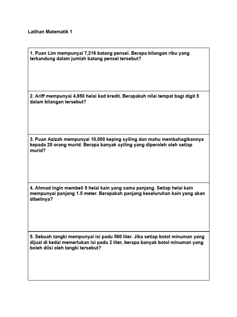 Latihan Matematik Set 2 Pdf