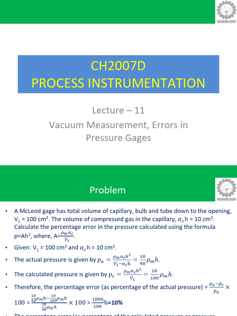 Vacuum Gage Measurement Errors | PDF | Pressure Measurement ...