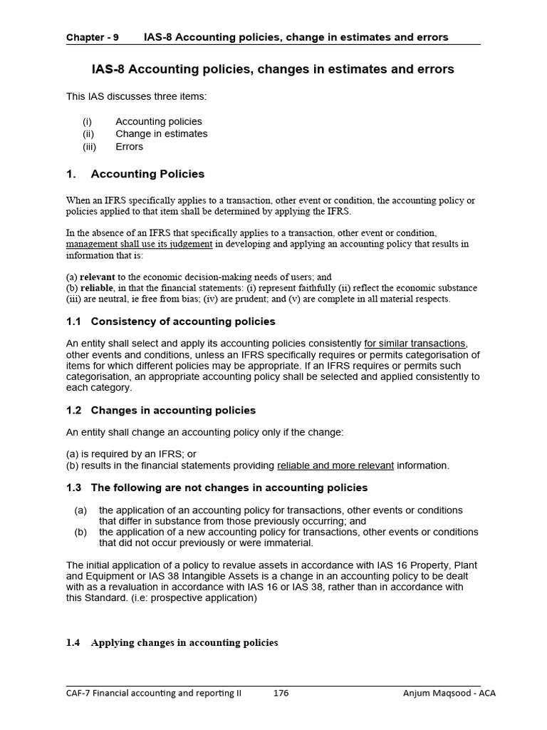 IAS 8: Policies, Estimates, and Errors | PDF | Financial Services | Money