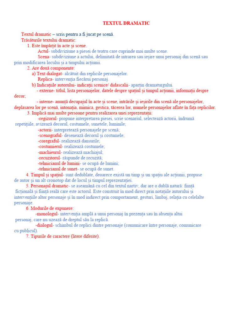 Teorie Textul Dramatic | PDF