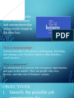 Based On Our Discussion Yesterday, Define Entrepreneur and Entrepreneurship Using Words Found in The Blue Box