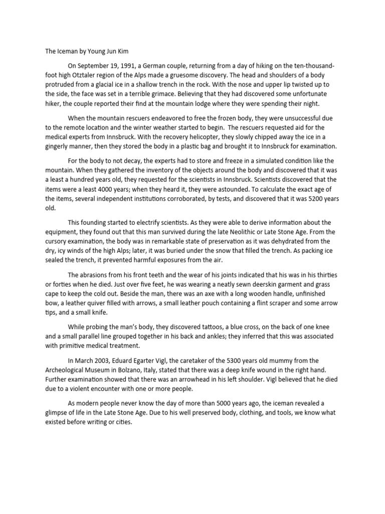 The Iceman: 5200-Year-Old Discovery | PDF