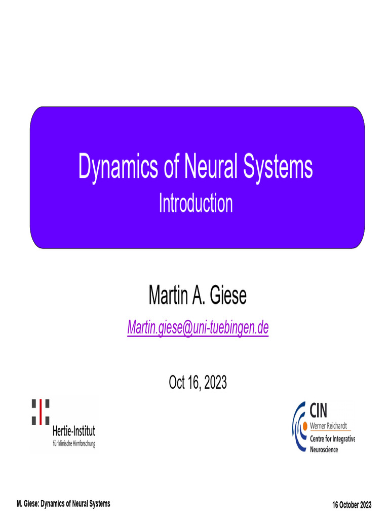 Neural Dynamics Lecture 1 | PDF