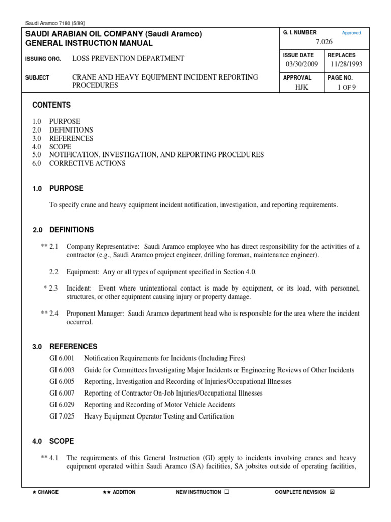 Crane Incident Reporting Procedures | PDF | Loader (Equipment) | Crane ...