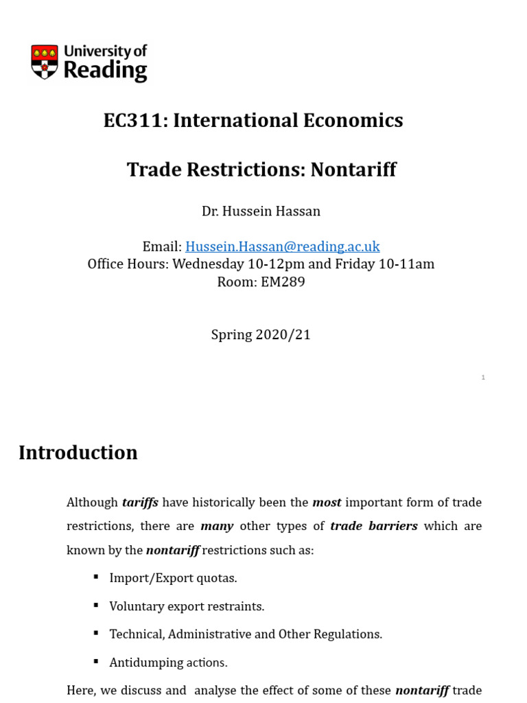 Nontariff Trade Barriers Explained | PDF | Non Tariff Barriers To Trade ...