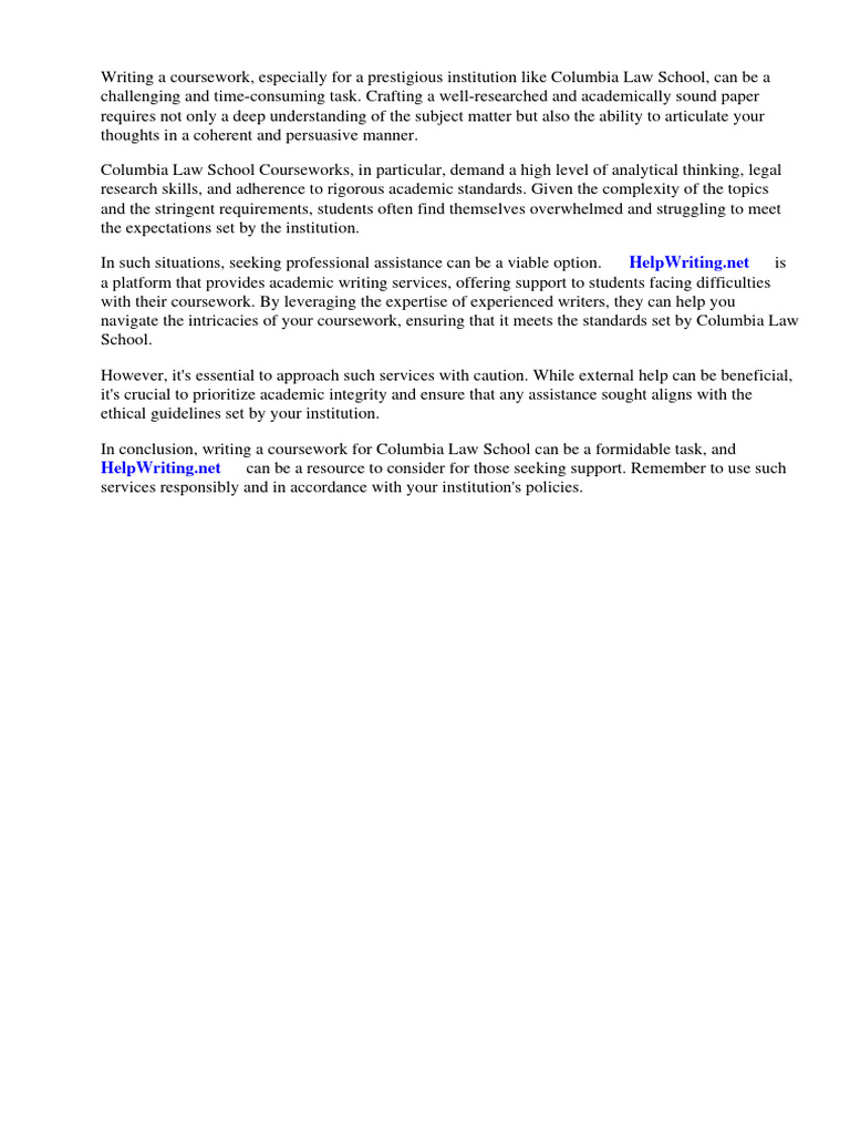 Columbia Law School Courseworks | PDF