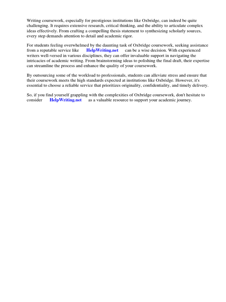 Oxbridge Coursework | PDF | University Of Cambridge